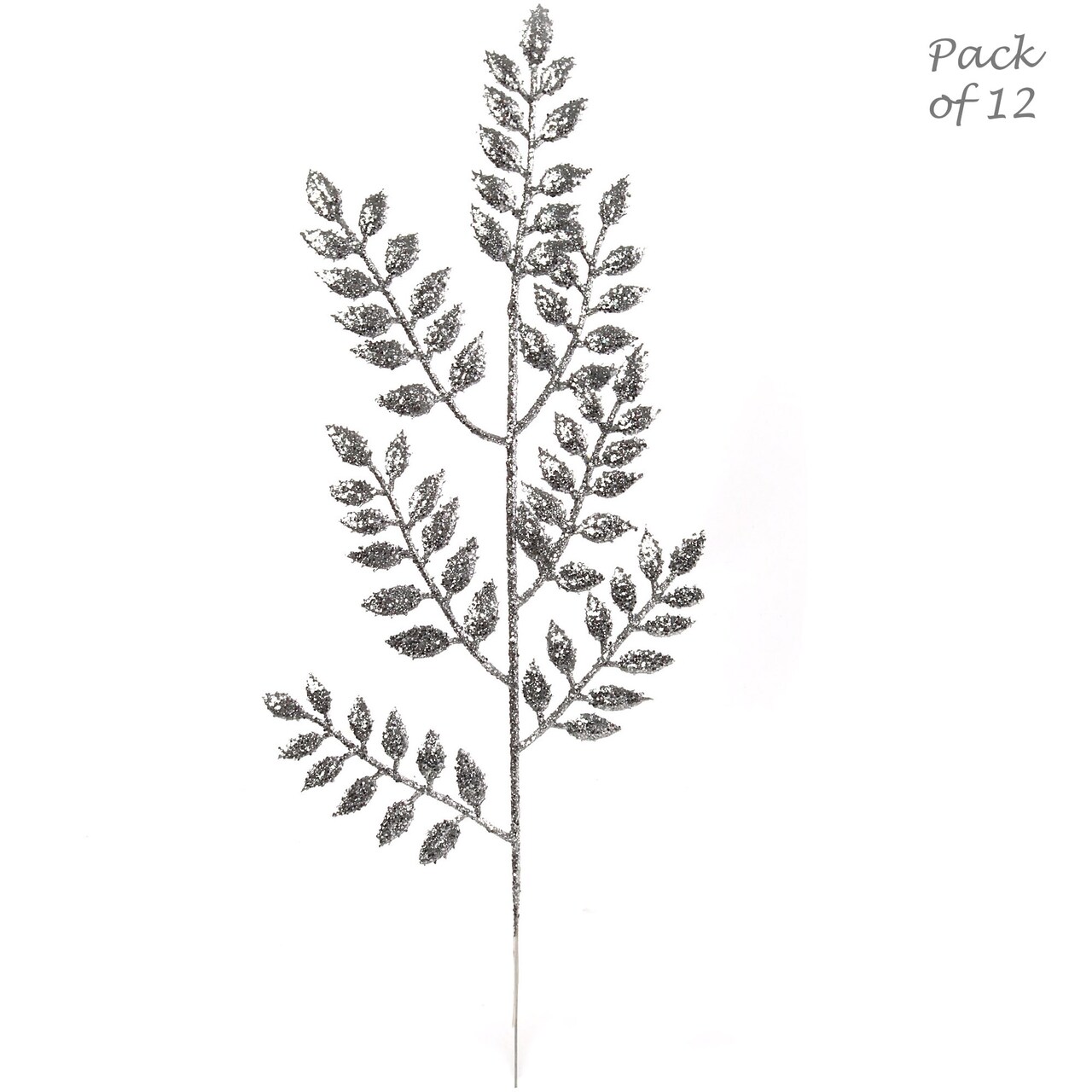 12-Pack: Sparkling Silver Glitter Ash Spray Picks - Elegant Holiday Accents, Ideal for Christmas Decor & Floral Arrangements - Perfect for Home, Office - 2024 Christmas Collection, Floral Home by Artificial Flowers